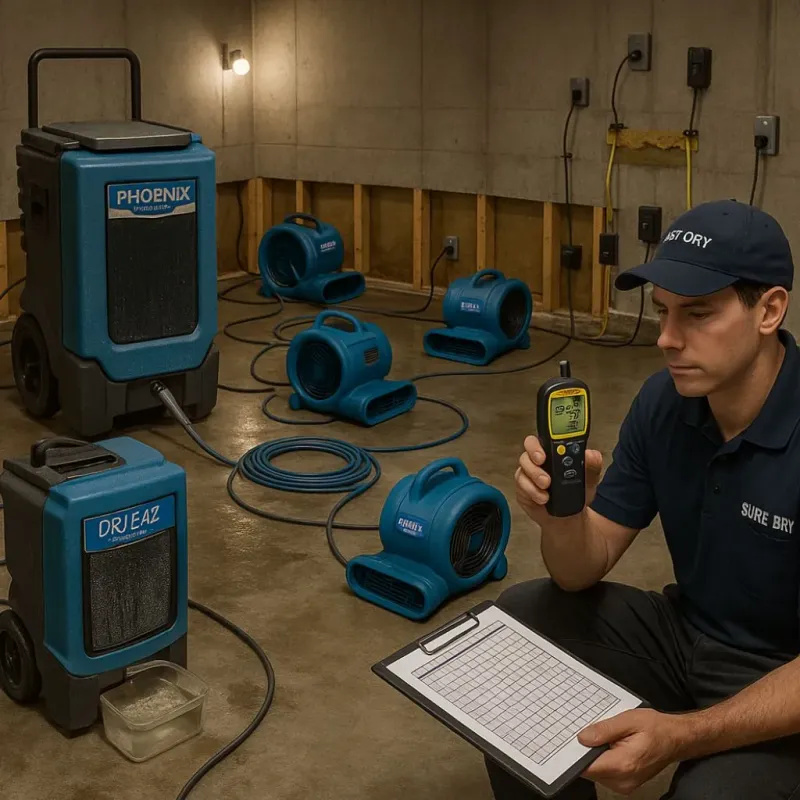 Structural Drying and Dehumidification process in Okawville, IL